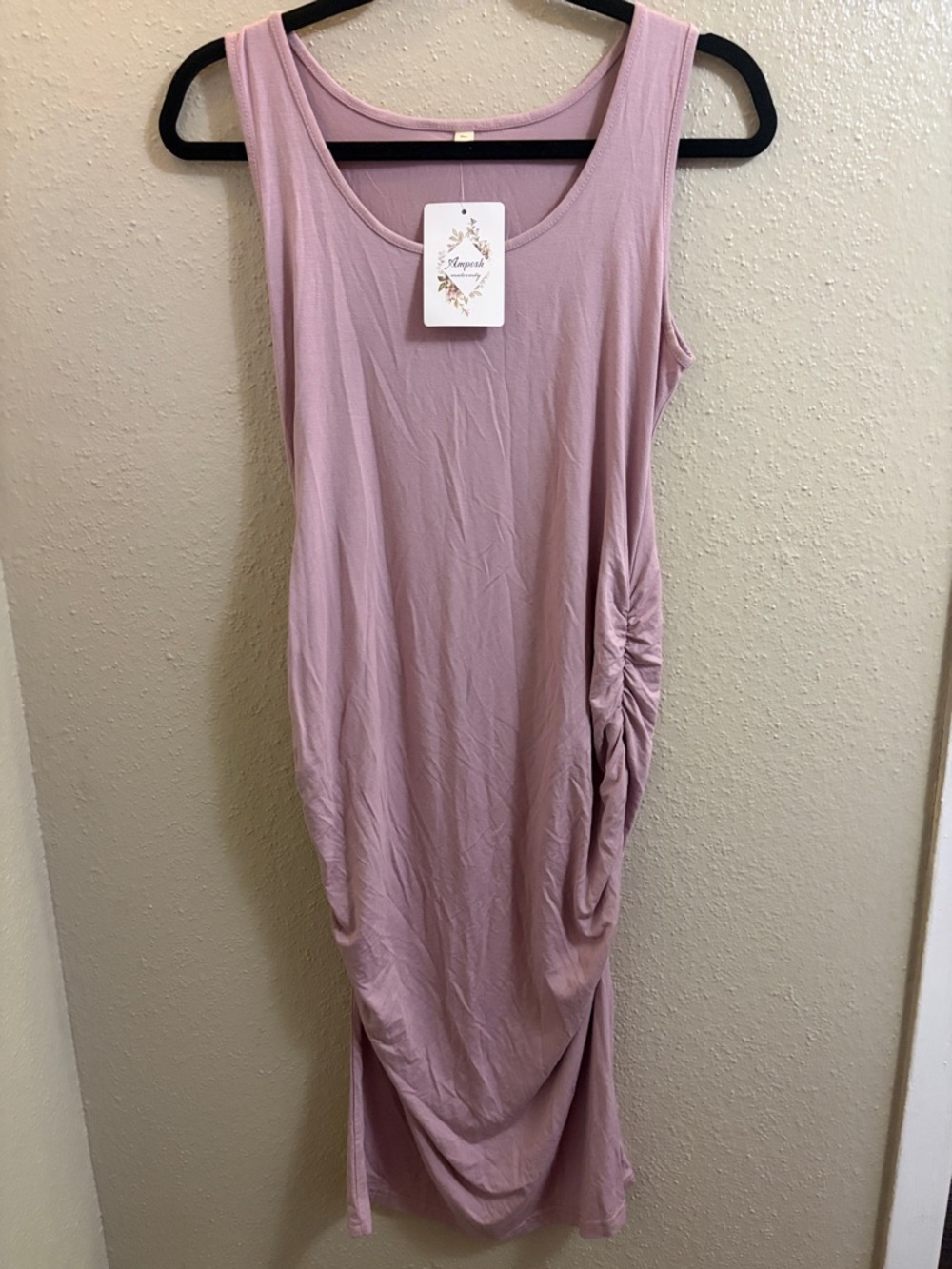 Sleeveless Ruched Midi Dress in Dusty Rose ( Maternity Dress)